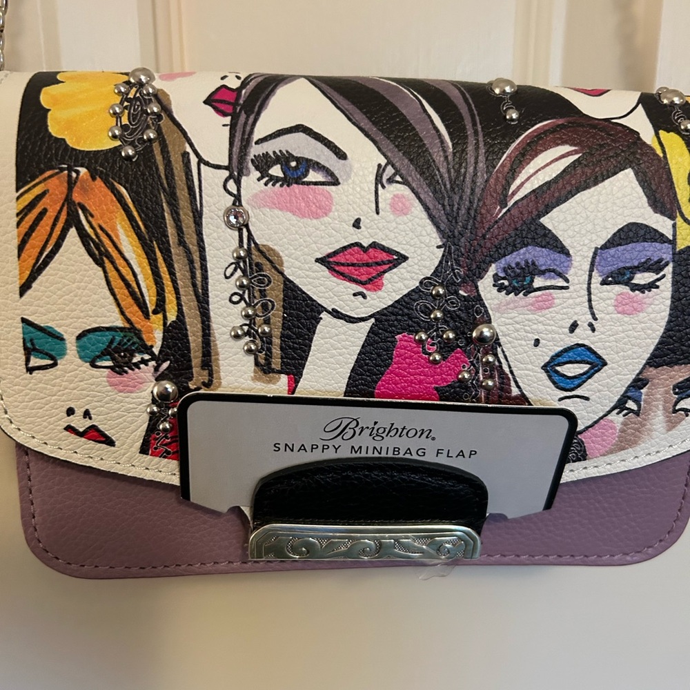 Brighton "Uptown Girls" Purple and White Mini Bag with Artistic Design